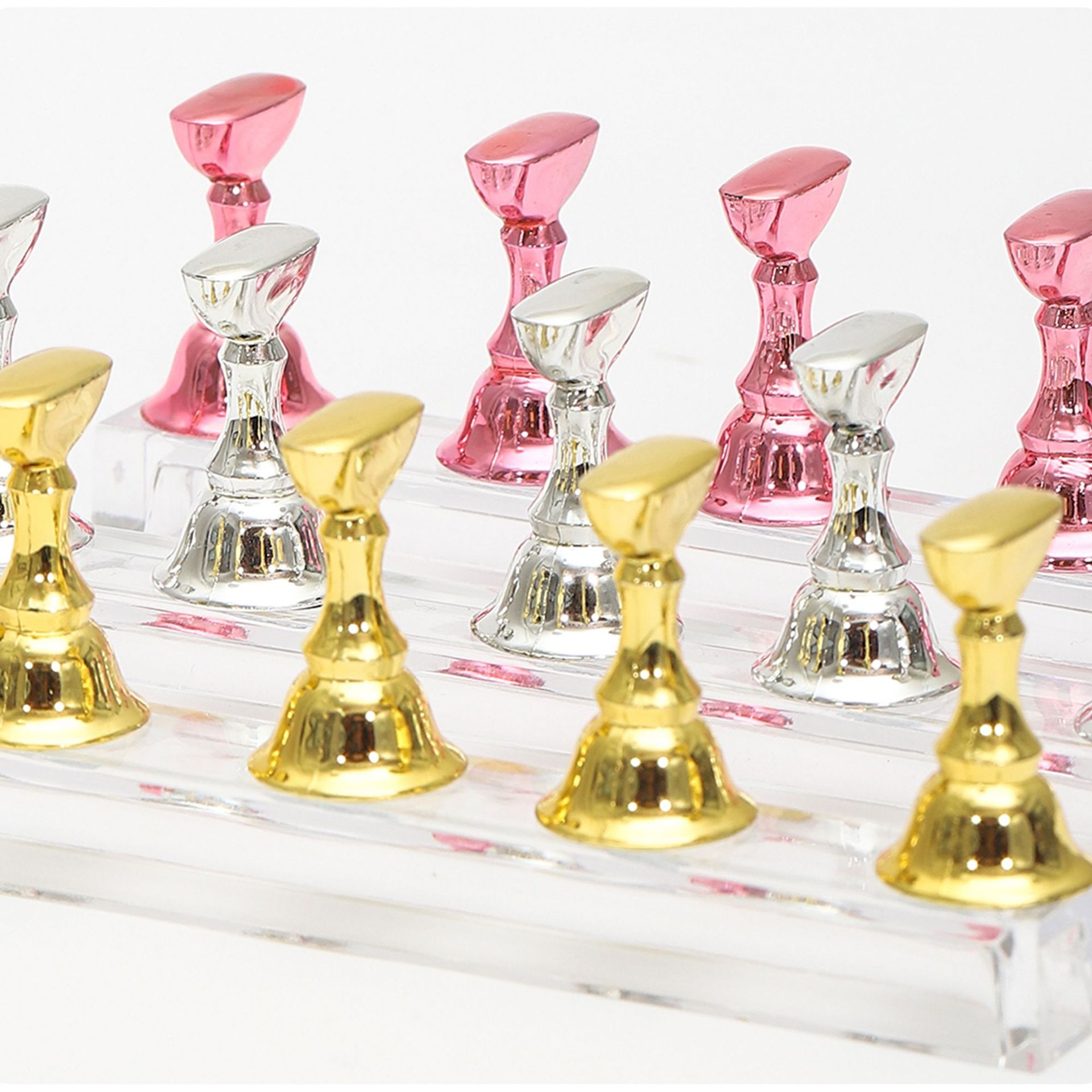 Japonés de uñas titular de tablero de ajedrez soporte de acrílico soporte de exhibición práctica de uñas titular de cristal base de uñas soporte de práctica