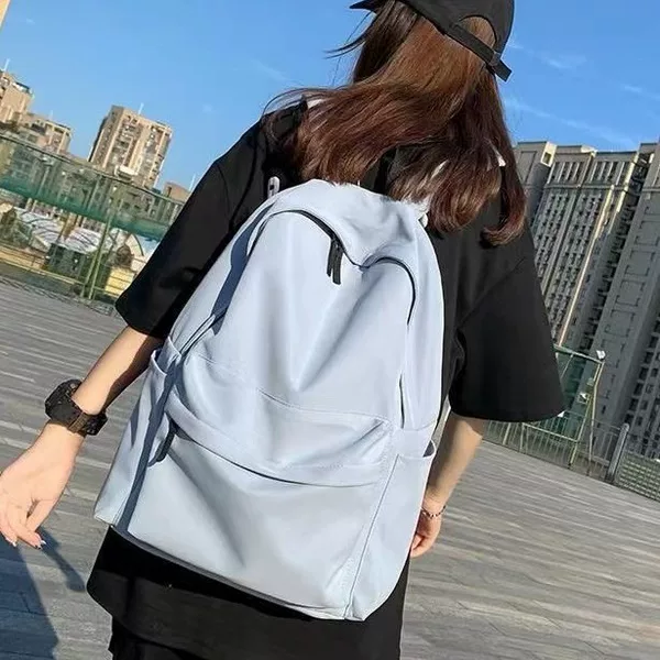 Women's backpack for college students, simple and stylish, solid color, large capacity, new trendy backpack for middle and high school students