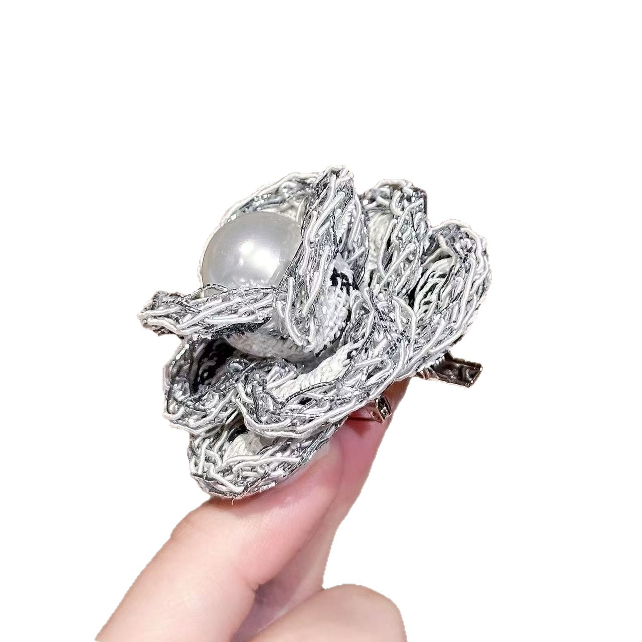 Elegante Vintage Kamelien Brosche Mit Perlen Für Damen Kleider_voghion.com