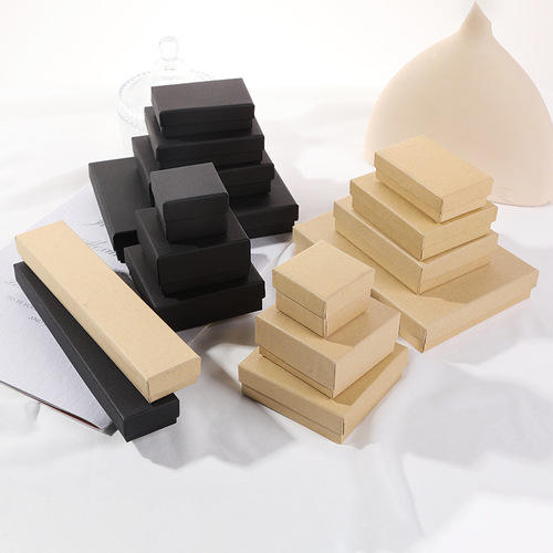 Kraft paper box wholesale necklace bracelet packaging box can be stamped jewelry packaging box multi-specification kraft paper jewelry box