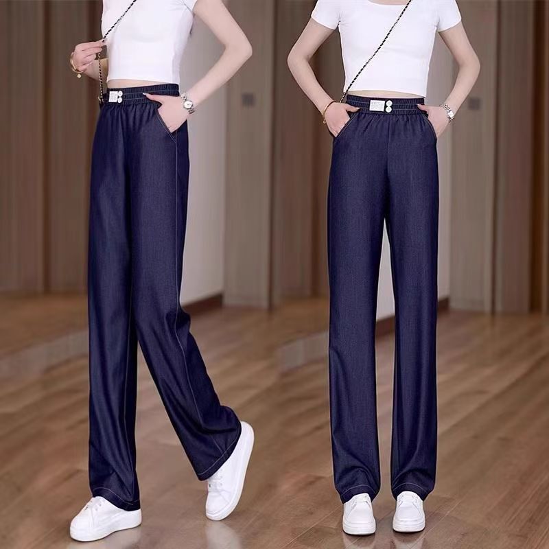 Summer New Style *Anti-Fade* Denim Blue Slim-Fit Stretchy Loose Casual High-Waisted Narrow Straight Wide-Leg Jeans