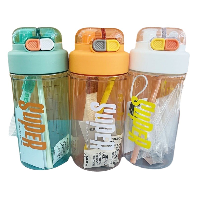 Shanghe 2062 nueva taza de subalmacén de valor nominal de gran altura con taza de plástico portátil taza de doble boca para estudiantes con taza de agua para niños de paja