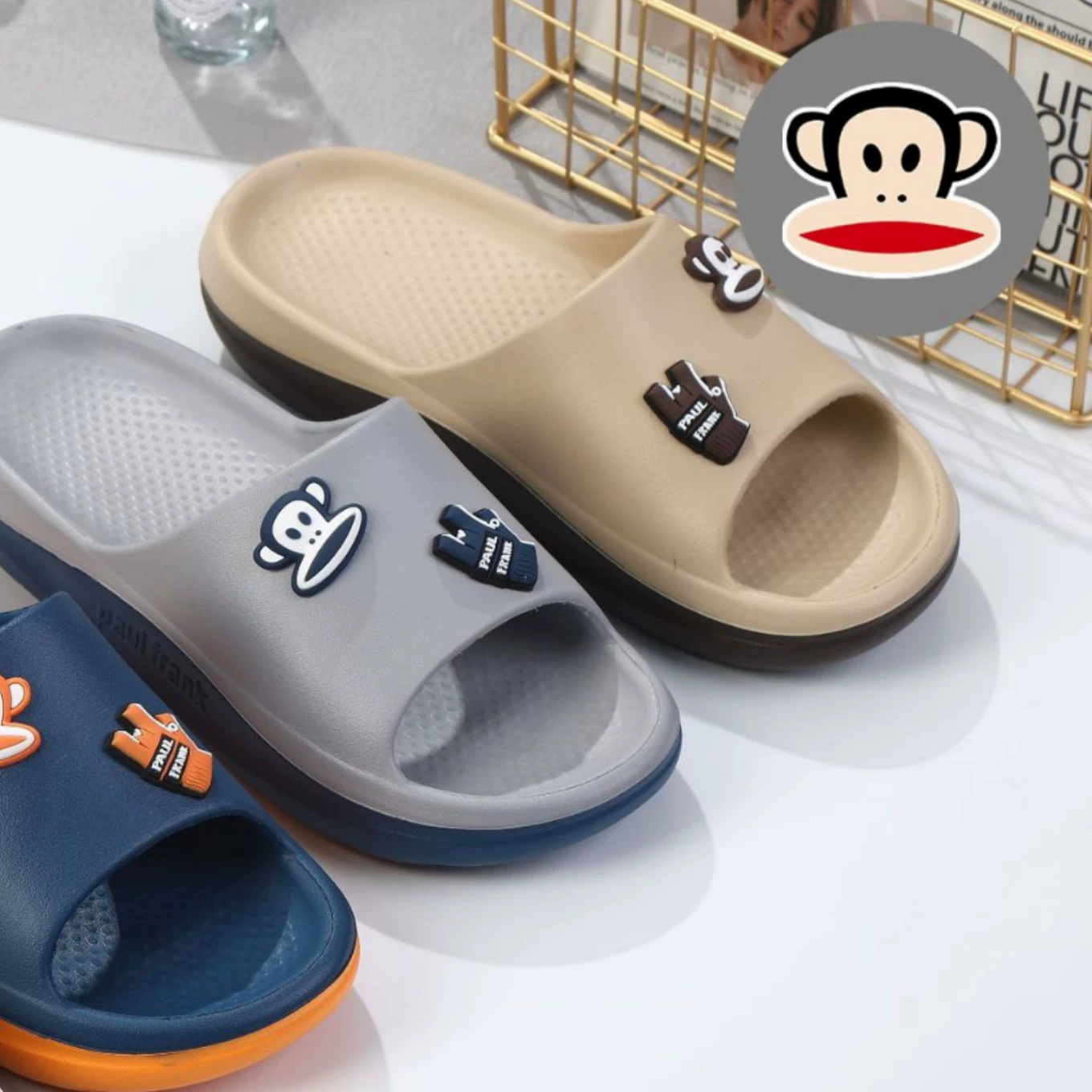 Paul frank genuine Big Mouth Monkey women's summer slippers EVA rubber and plastic indoor non-slip home slippers