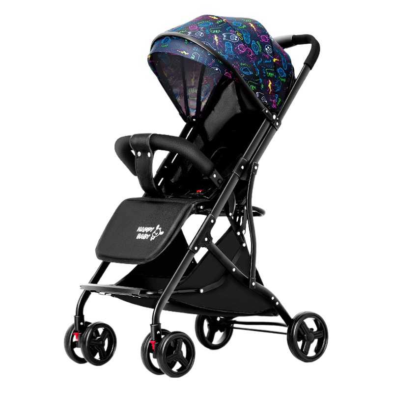 Venta al por mayor cochecito de bebé ligero plegable sentado y acostado Niños Bebé niños cochecito de cuatro ruedas con un solo clic colección y entrega de coches