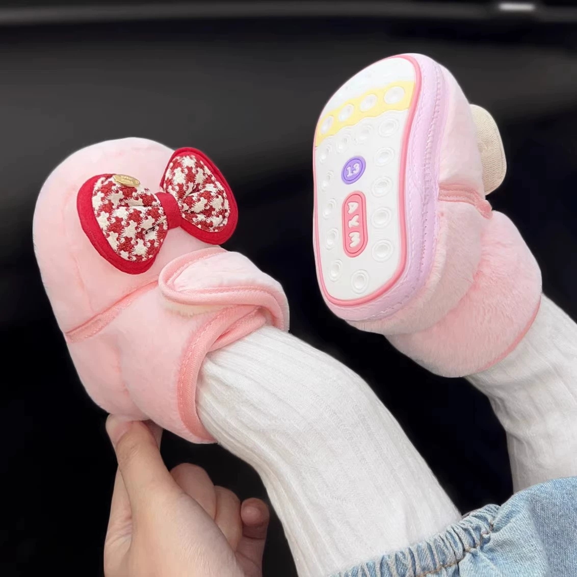 Зимняя девочка плюшевая и утолщенная теплая хлопчатобумажная обувь