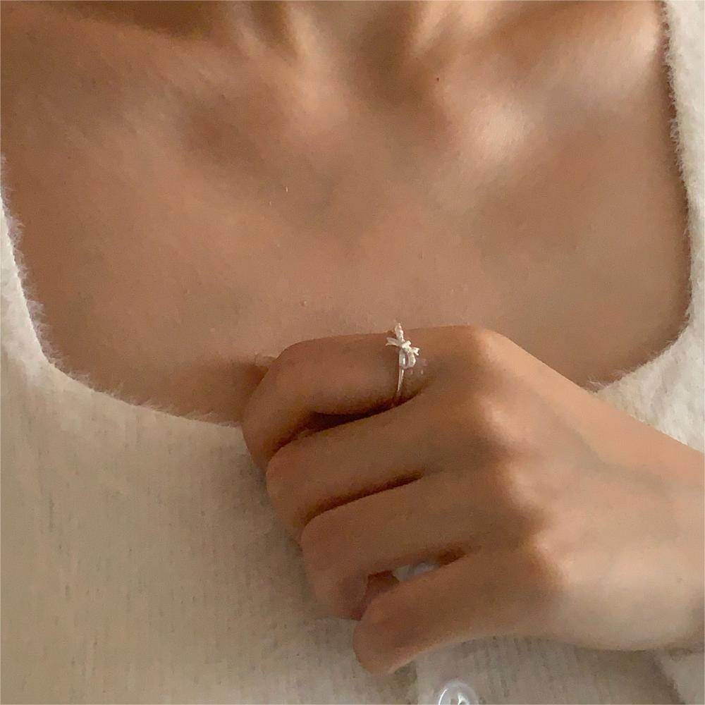 Sterling Silver Simple Style Bow Knot Plating Rings display picture 5