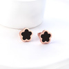 Cute earrings stainless steel, advanced accessory, European style, simple and elegant design, flowered, high-quality style