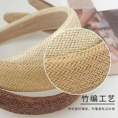 海綿發箍女夏度假風編織洗臉發卡洗臉寬邊高顱頂發卡復古法式頭箍