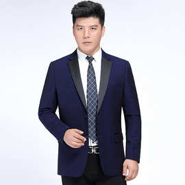 2025秋冬厚款中年男式休闲便西服时尚百搭羊毛单西装格纹外套男