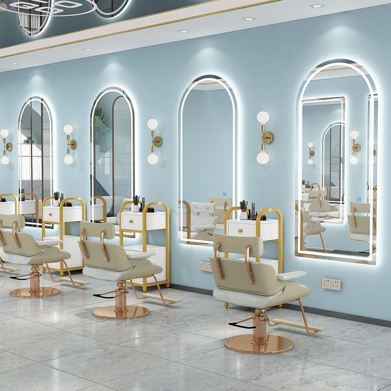 Barbería espejo de pared lujo ligero LED con lámpara de belleza espejo de luz de peluquería espejo