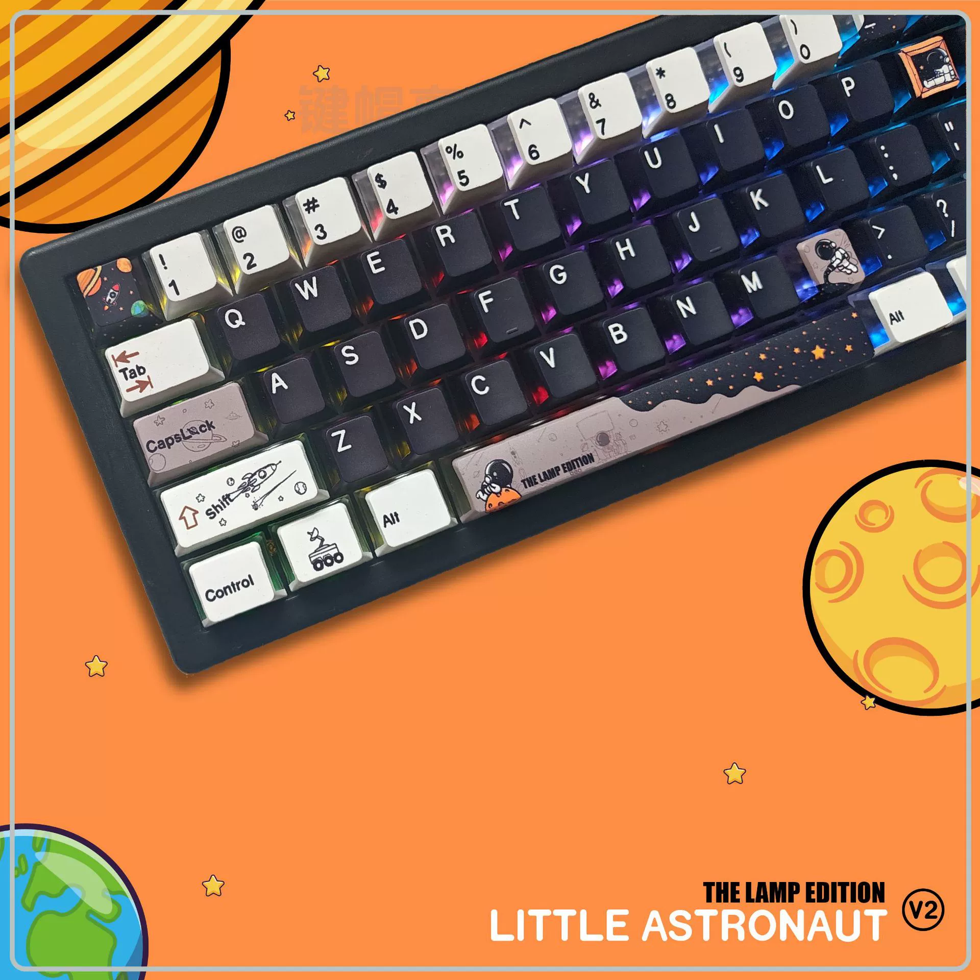 Трехсторонние прозрачные оригинальные высокие оригинальные keycap пятисторонняя тепловая сублимация PBT keycap space тема
