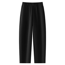 黑色休闲哈伦裤女2025秋季新款高腰宽松显瘦小个子九分小脚弯刀裤