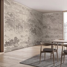 清明上河图新款中式电视背景墙壁纸壁布客厅壁布手绘酒店餐厅墙布