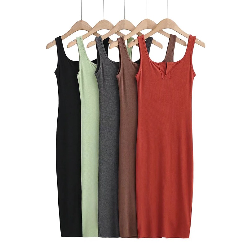Pure Desire Sexy Back Slit Tight Dress Women's Summer New Spice Girls Slim-Fit Slimming Hip Mid-Length Dress