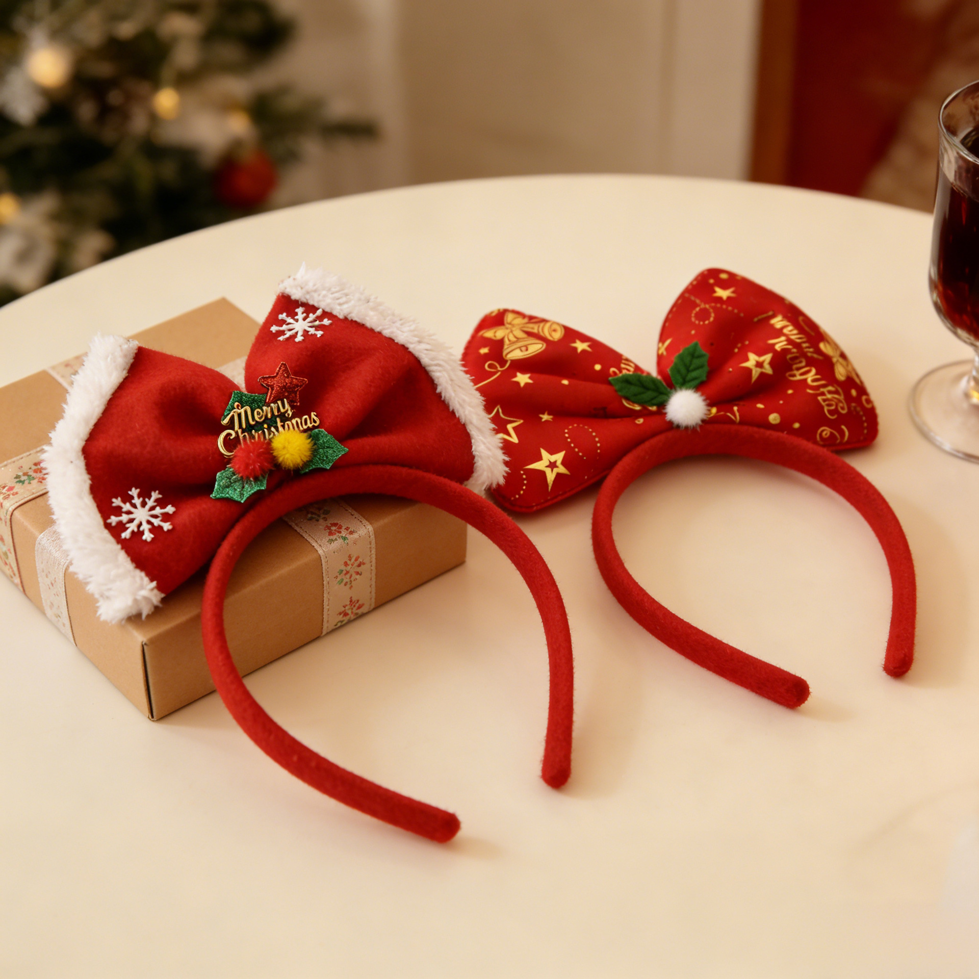 Navidad arco para el cabello de vacaciones fiestas accesorios de fotografía niños adultos Navidad decoración para el cabello