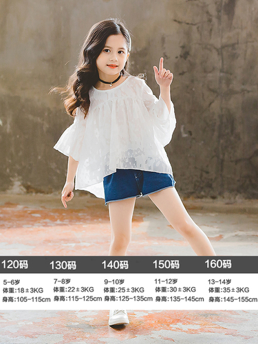 Girls short-sleeved T-shirt 2024 new summer style summer style big children half-sleeved children's clothing chiffon tops summer clothes