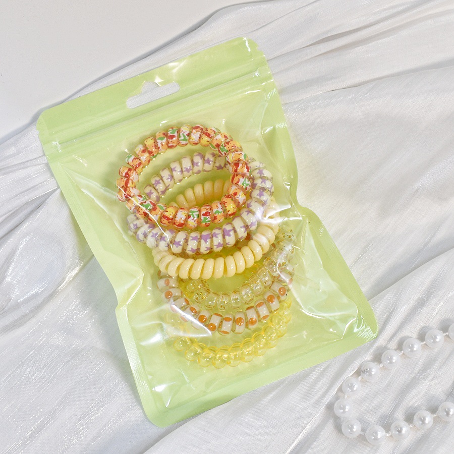 35g Weight Telephone Cord Hair Tie Hair Accessories Type 1 Set Quantity Holiday, Daily Occasion Plastic Material Color Block Pattern Women's Gender Simple Style, Classic Style Style Women's Simple Style Classic Style Color Block Plastic Telephone Cord Hair Tie 7
