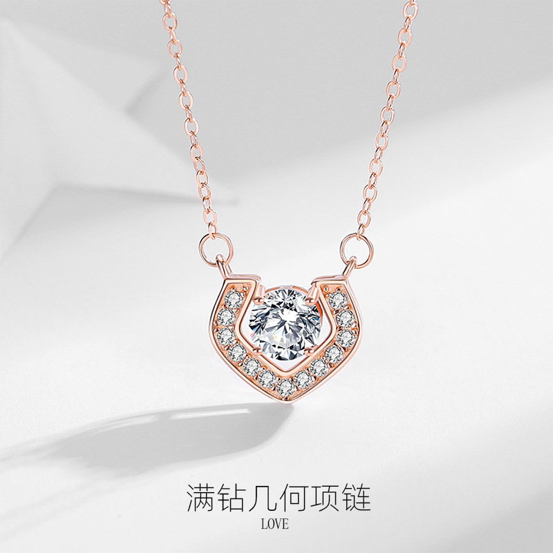 S925 collar de plata esterlina Carat amantes mujeres melocotón corazón amor collar estilo japonés y coreano mismo estilo fábrica al por mayor