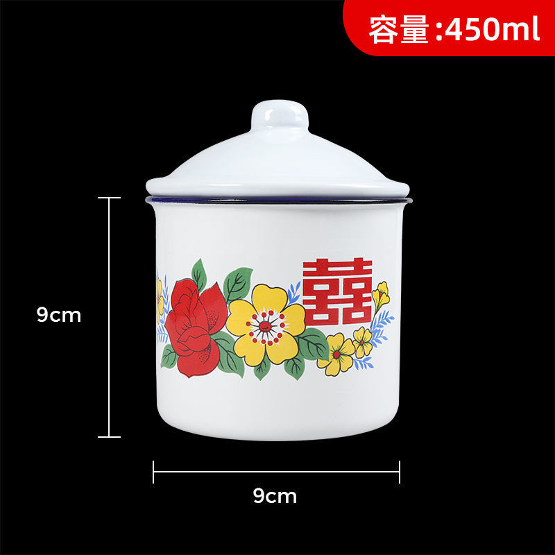 Taza de esmalte para el hogar nostálgico 8 clásico antiguo estilo antiguo con tapa de gran capacidad 9 tazas de agua olla de té retro de hierro