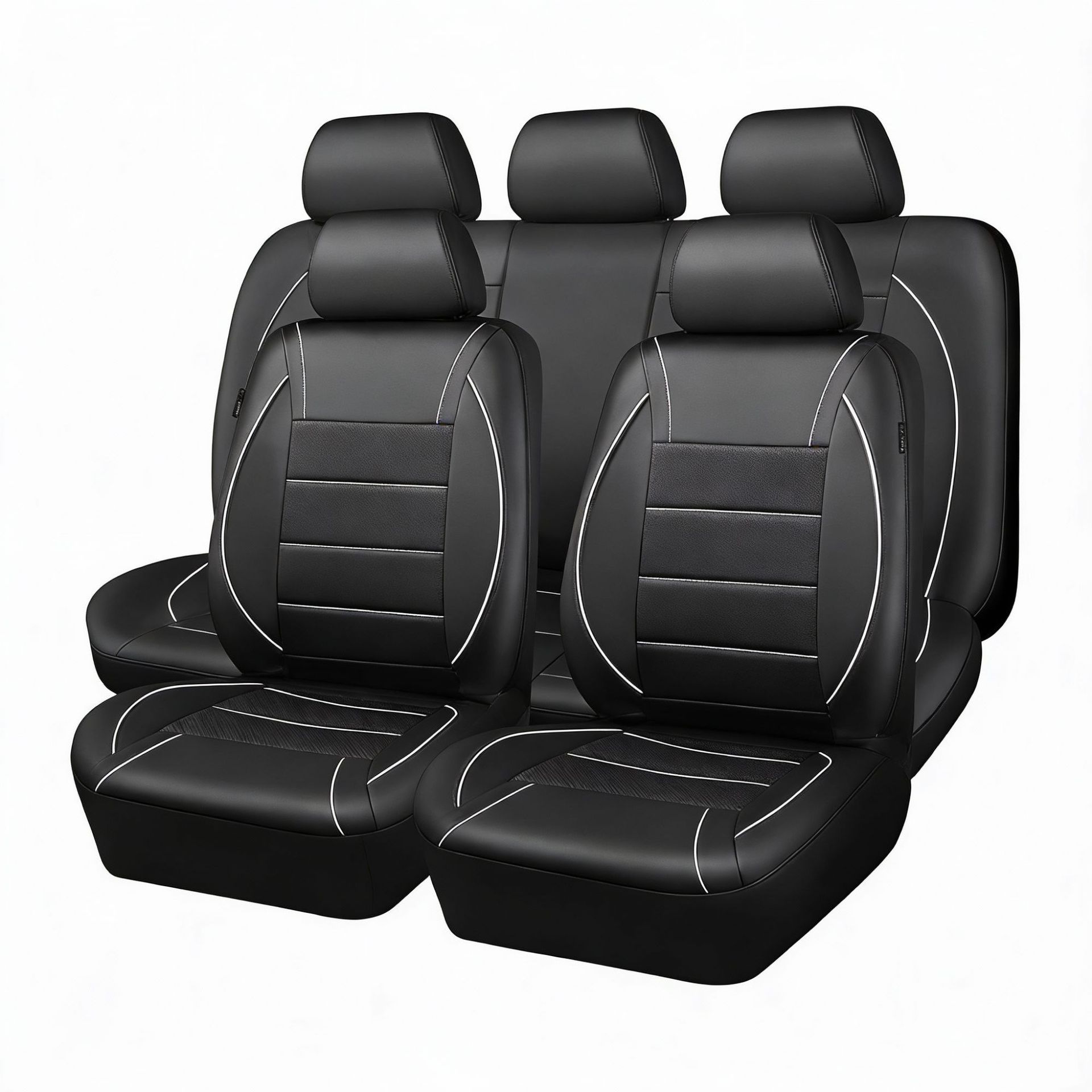 Cross-Border Foreign Trade Car Seat Covers, Universal for All Seasons, Pu Leather with Decorative Stripes, Breathable Sports Style, Full Coverage Car Seat Cushions