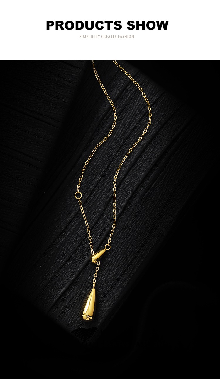 6g Weight Pendant Necklace Classification 1 Piece Quantity Daily Occasion Titanium Steel Material Water Droplets Pattern Women'S Gender Plating Design Fashion Style Fashion Water Droplets Titanium Steel Plating Pendant Necklace 1 Piece 无