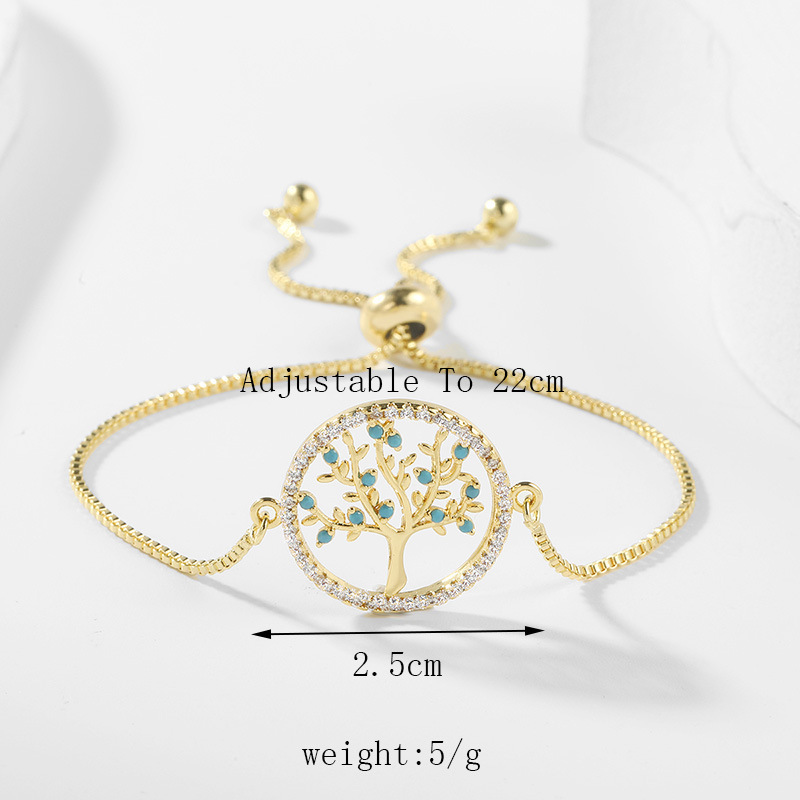 Fashion copper inlaid zircon tree color preservation bracelet