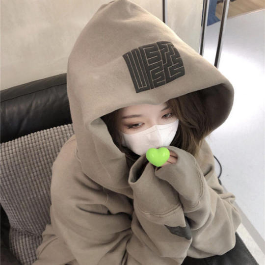 Retro fleece-lined sweater women's 2023 autumn and winter New Korean style student printed hooded loose coat top women's fashion