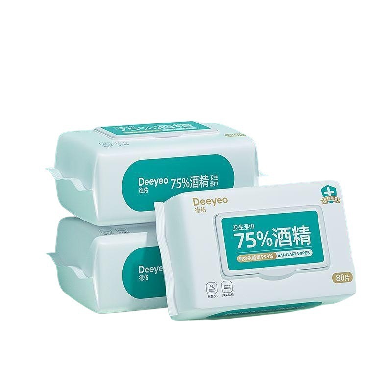 德佑75度酒精消毒湿巾学生儿童杀菌除菌家用大包实惠装40抽*4包|undefined