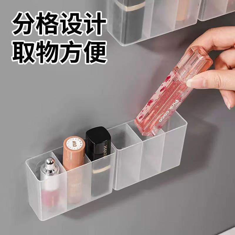 ミラーキャビネットドア後壁掛け3コンパートメントボックスパンチフリーサンプル化粧品眉毛クリップ口紅透明収納ジュエリーボックス|undefined