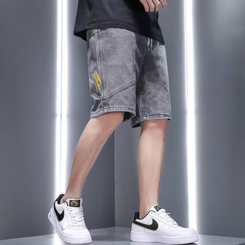 Pantalones cortos de mezclilla lavados retro japoneses para hombres y mujeres, estilo callejero de verano, funciones casuales, monos multibolsillos ~