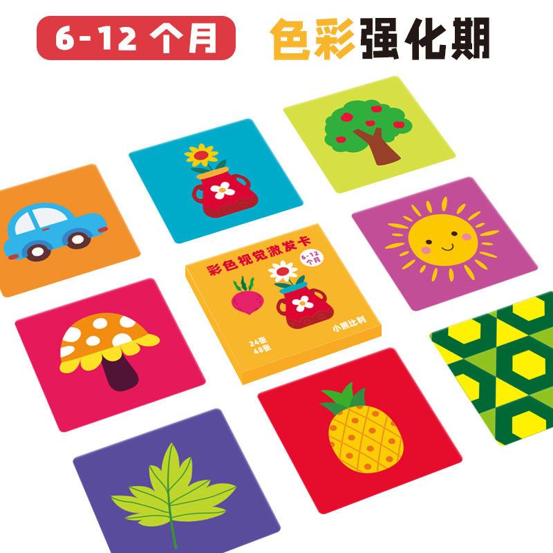 Tarjeta de estimulación visual en color blanco y negro, entrenamiento de seguimiento, tarjeta flash, bebé recién nacido, juguete cognitivo 0-36 meses