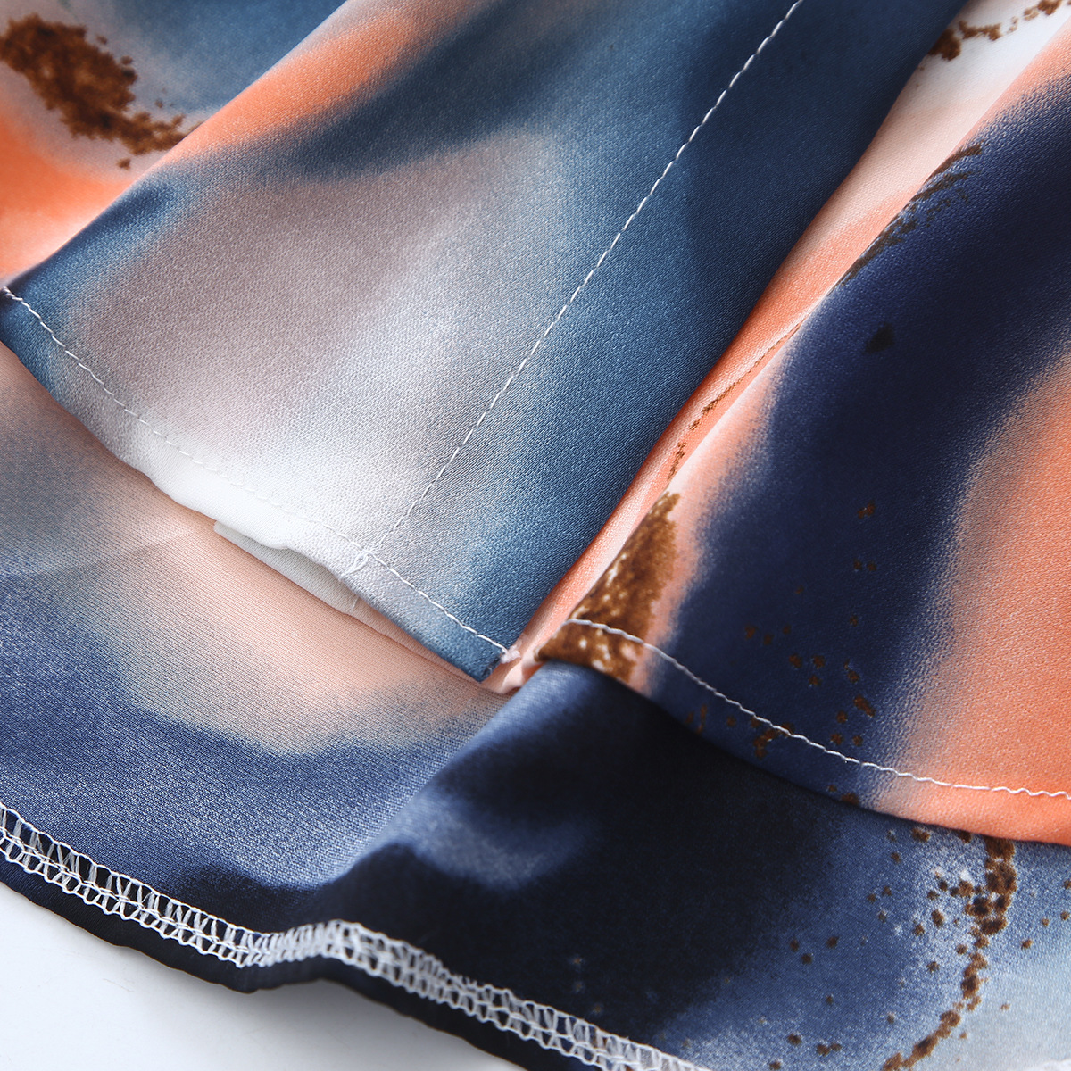 Damenbekleidung Retro-Batikdesign Nische High-End-trendiges Satinhemd_voghion.com