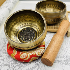 ネパールの手作り銅馨金刚杵仏音碗静心鉢盆置物家庭用ヨガ用音療鉢楽器
