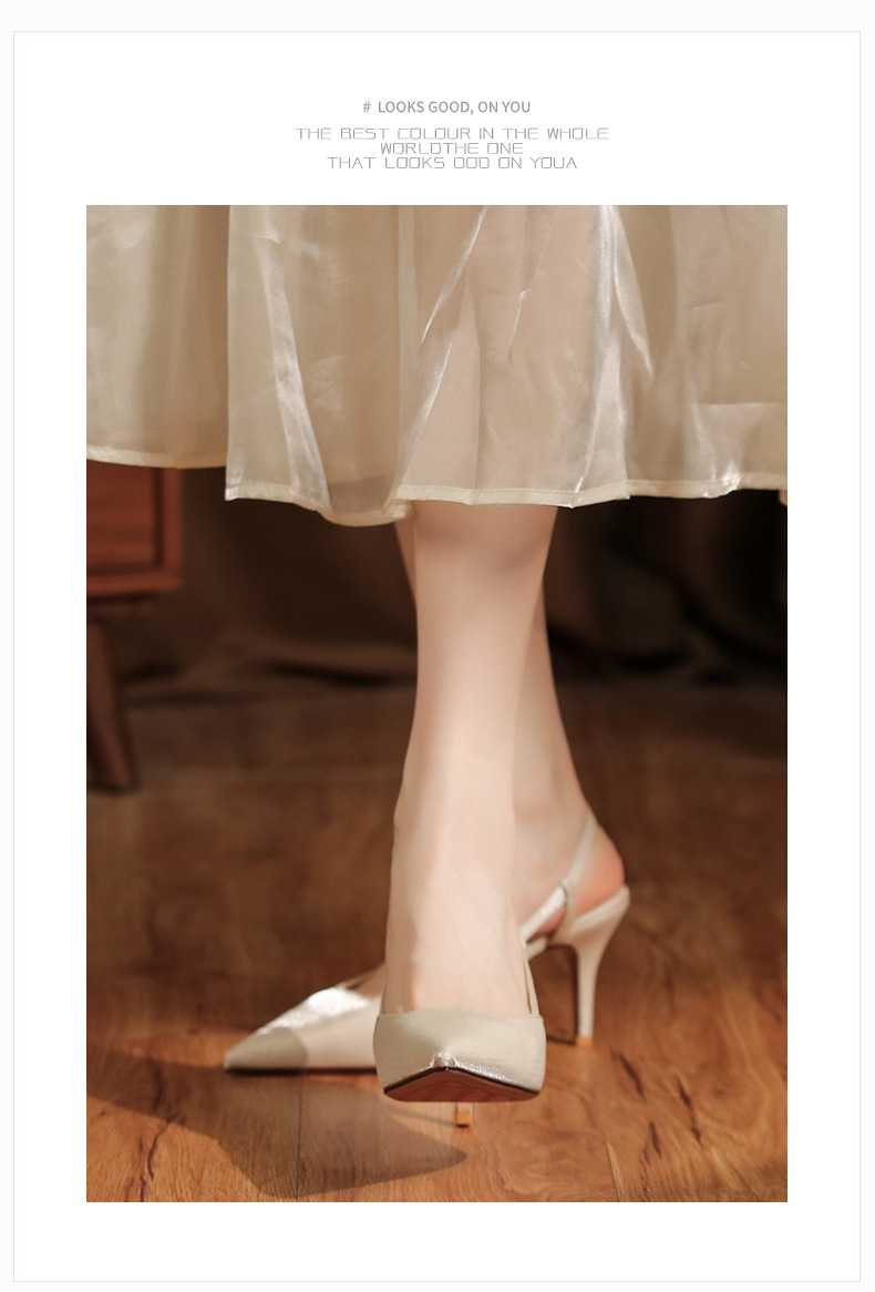 7755B Front Wrap Back Open Heel Sandals High Heels Elegant Commuting Versatile Daily Professional Temperament Women's_voghion.com