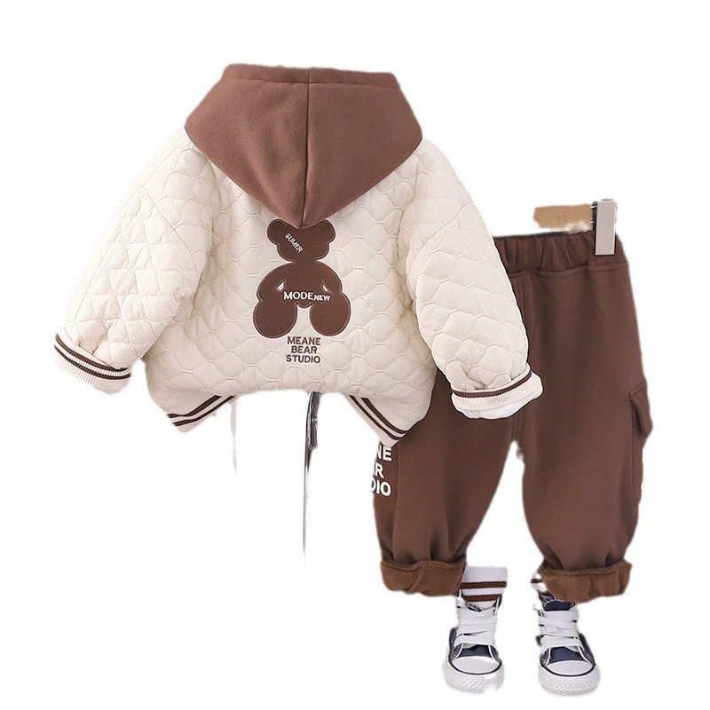 Keep warm children's set for early age, warm demi-season down jacket for boys, 3 piece set