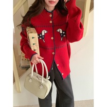 韩国东大门秋冬趣味腊肠狗外套可爱软糯半高领开衫毛衣长袖针织衫