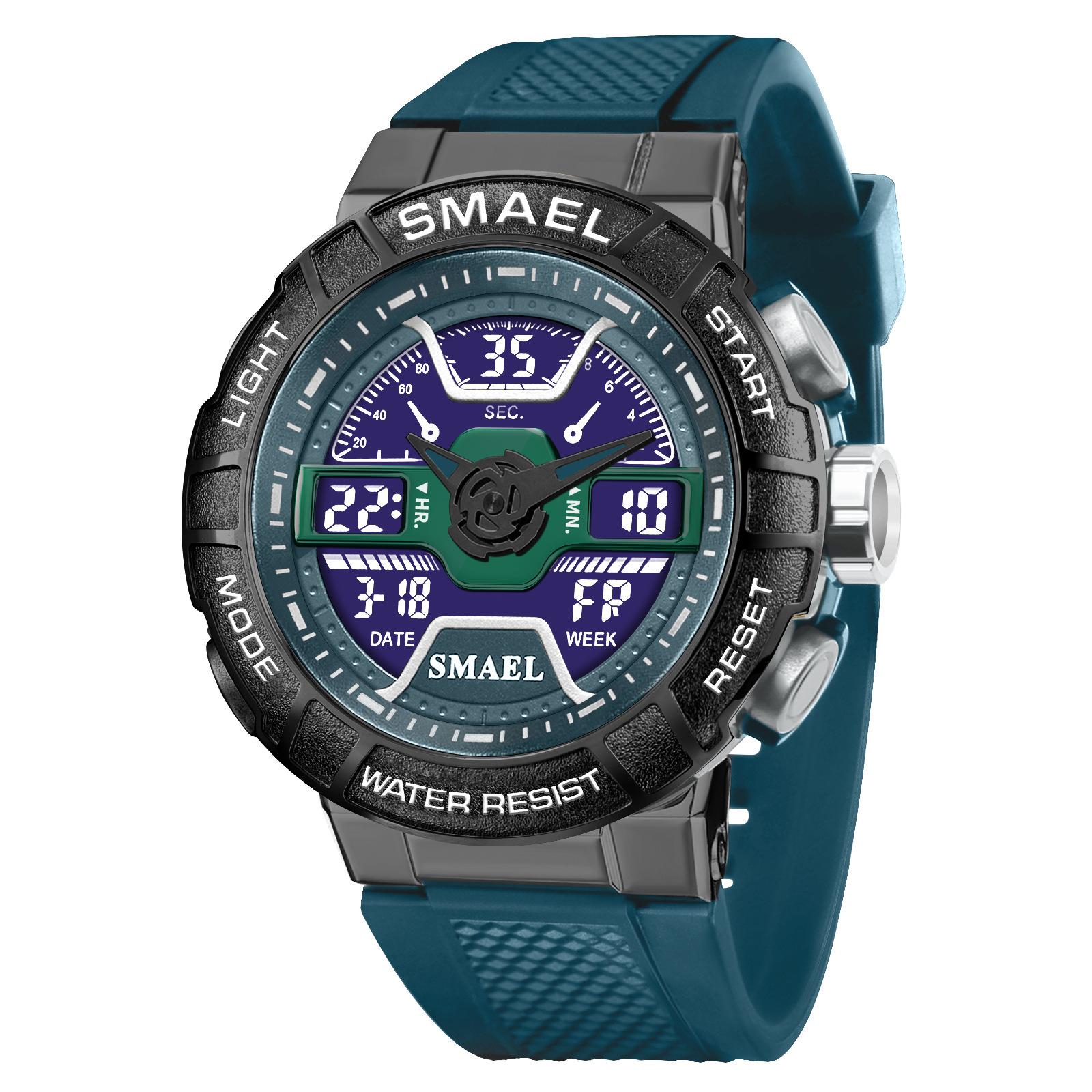 SMAEL Smair 8067 reloj electrónico de los deportes de los hombres redondo reloj de moda luminoso doble multifuncional