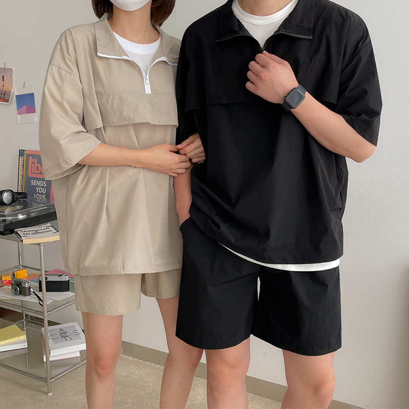 [Big Sale] Lapel Jacket Men's Summer Korean Style Trendy Loose Thin Short Sleeve Shorts Casual