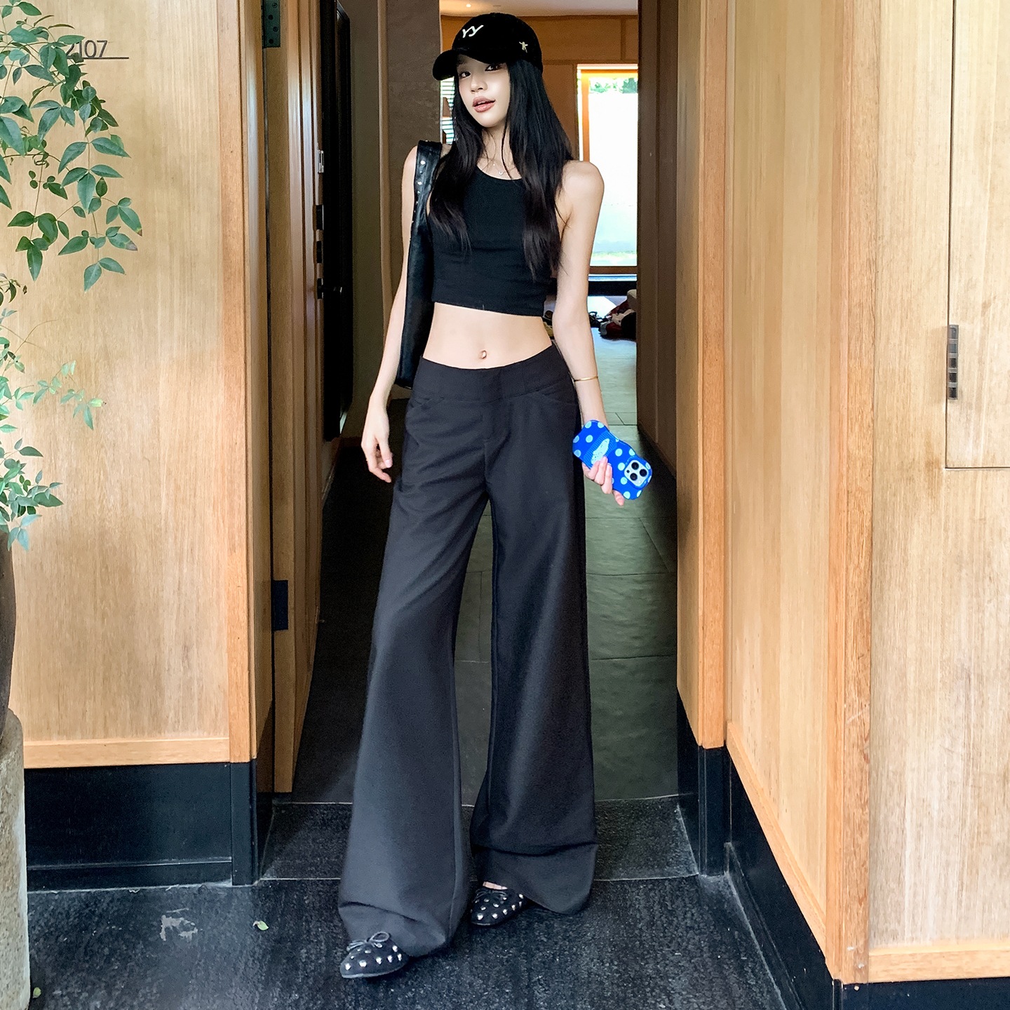 mali 玛莉&美式复古｜低腰微喇｜不贴腿宽松垂感休闲西裤女