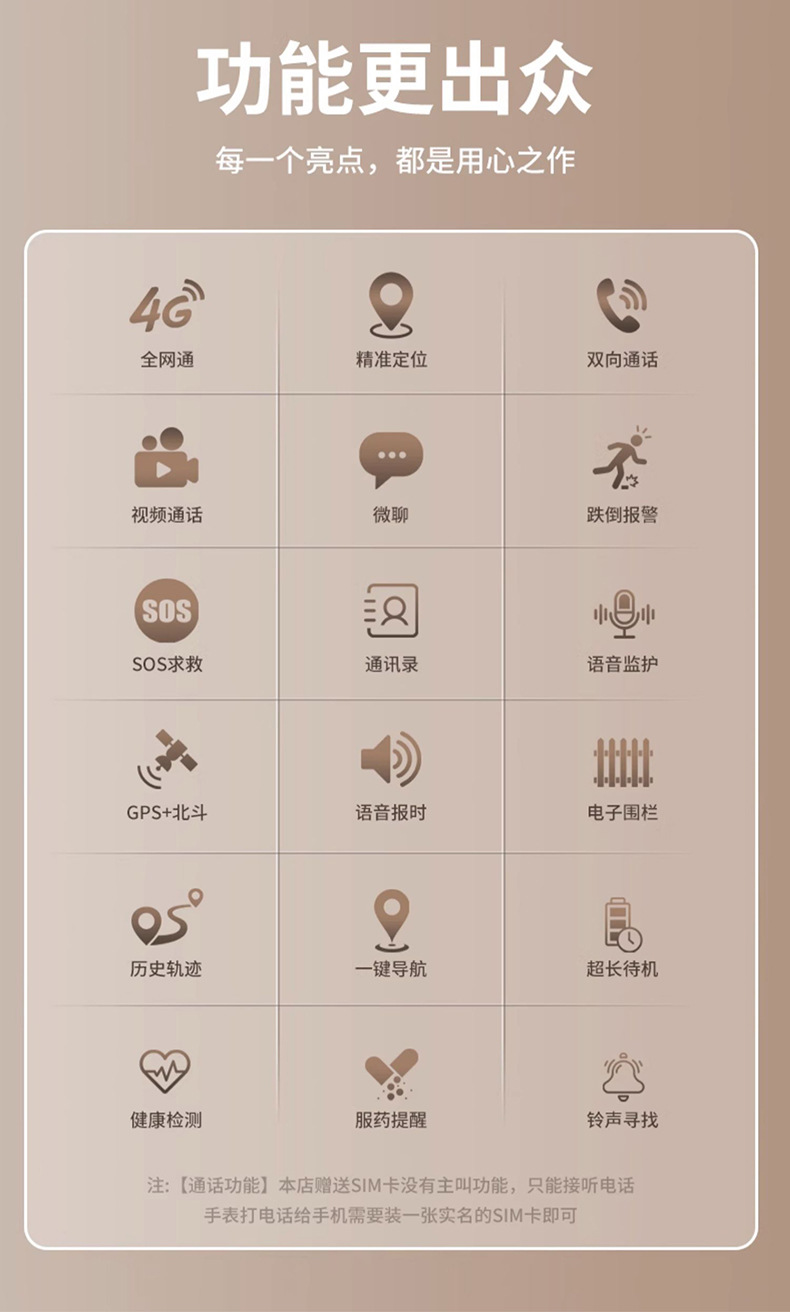 Jiaji 'an Elderly Care Smart Positioning Touch Smart Blood Pressure and Heart Rate Health Monitoring Phone Bracelet Watch undefined