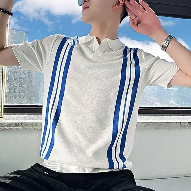 Mayorista masculino juvenil japonés nueva moda polo camisa de verano perezosa tendencia de color puro simple estándar de manga corta