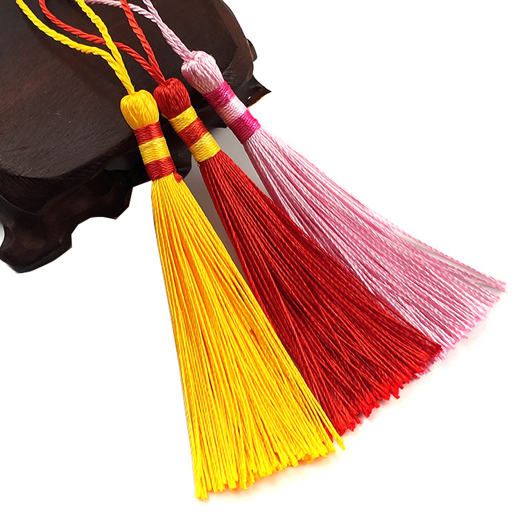 厂家直销 彩色三色流苏穗子 中国结礼盒包装垂直书签流苏穗子批发