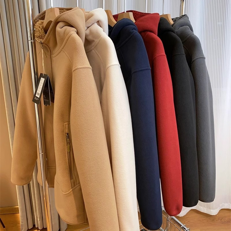 Heavy cattle! Black Technology Heating Double-sided Fleece Thickened Warm Couple Hooded Sweatshirt Coat Women's Winter