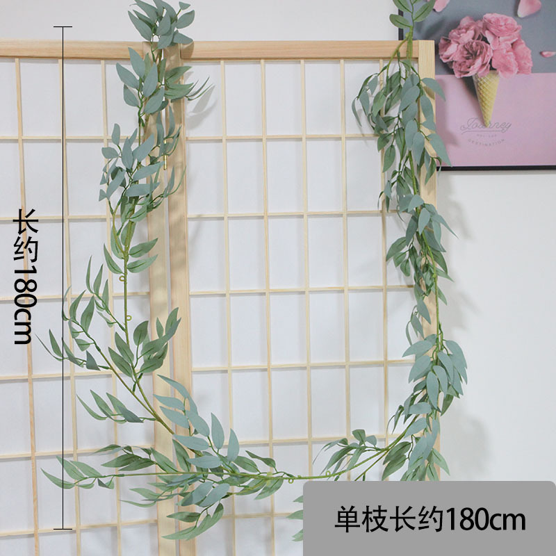 Hojas de sauce, ramas de sauce, tubos envueltos con plantas verdes, decoración del hogar, enredaderas verdes, flores artificiales, flores artificiales al por mayor. image 5