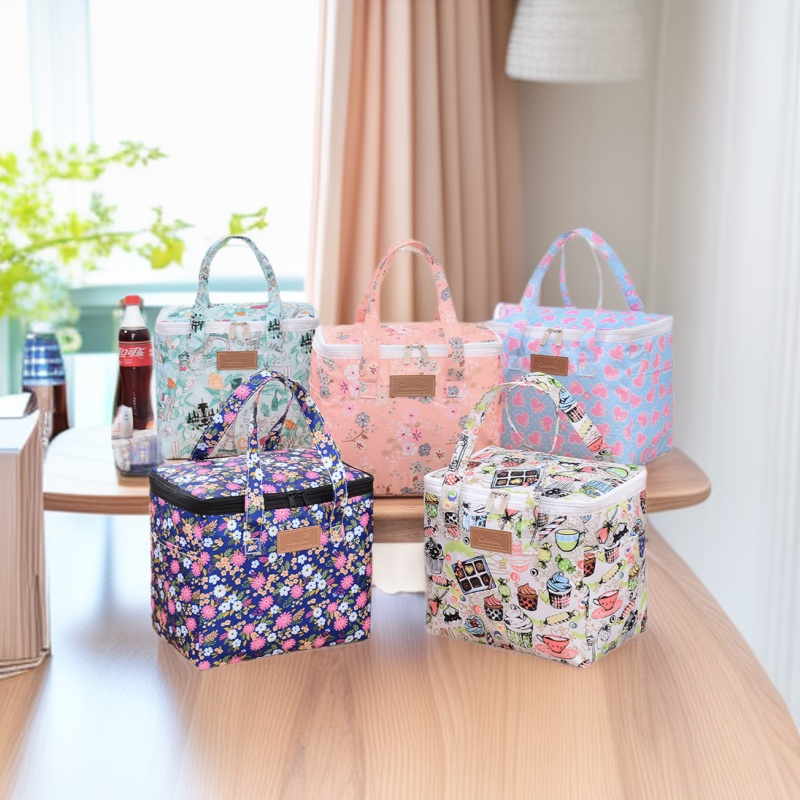新款冰袋印花户外野餐包冰包外卖保温韩版小清新手提便当包饭盒