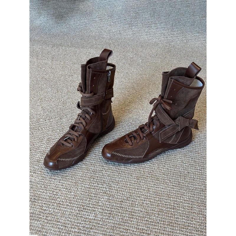 Sheepskin Retro Round-Toe Stylish Boxing Sports Boots with Internal Height Increase and Slimming Martin Boots Versatile Fashion Short Boots