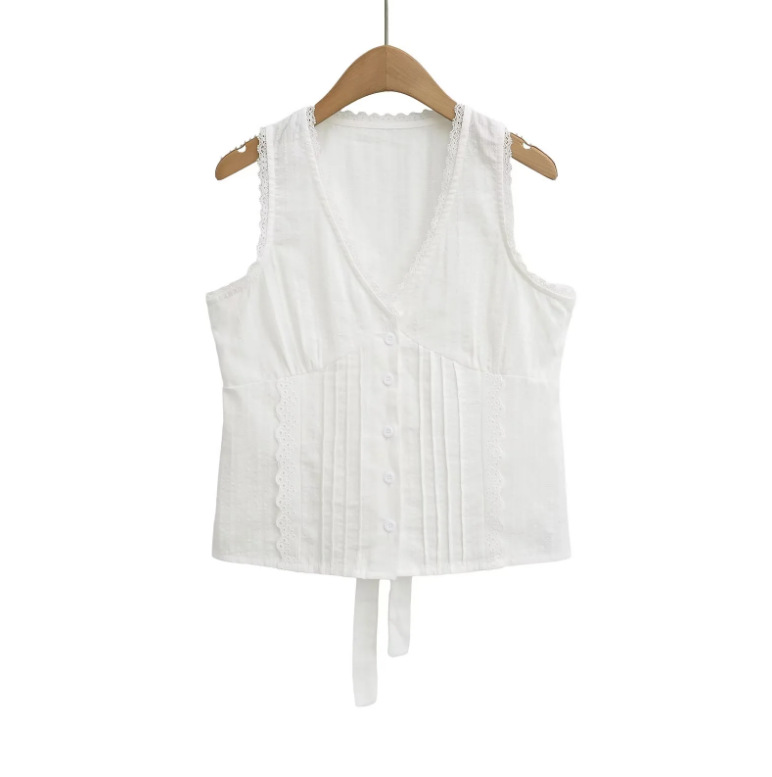 Design lace white summer vest