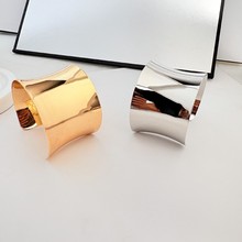 欧美夸张宽版开口金属手镯镜面高品质时尚舞蹈造型百搭光面手环女