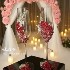 碎钻订婚敬酒杯仪式感敬酒碎钻敬酒杯 diy 材料包小众流苏感