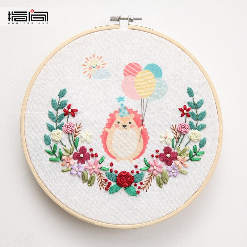 Bordado DIY material de mano bolsas de bordado Lu tela primaria bordado cinta tridimensional bordado zodiaco cerdos bordado bambú tensión colgar creativo